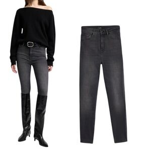 7 FOR ALL MANKIND High Waist Luxe Vintage Aubrey Jean Washed Black Size 27